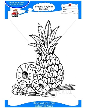 Çocuklar İçin Ananas Boyama Sayfaları 